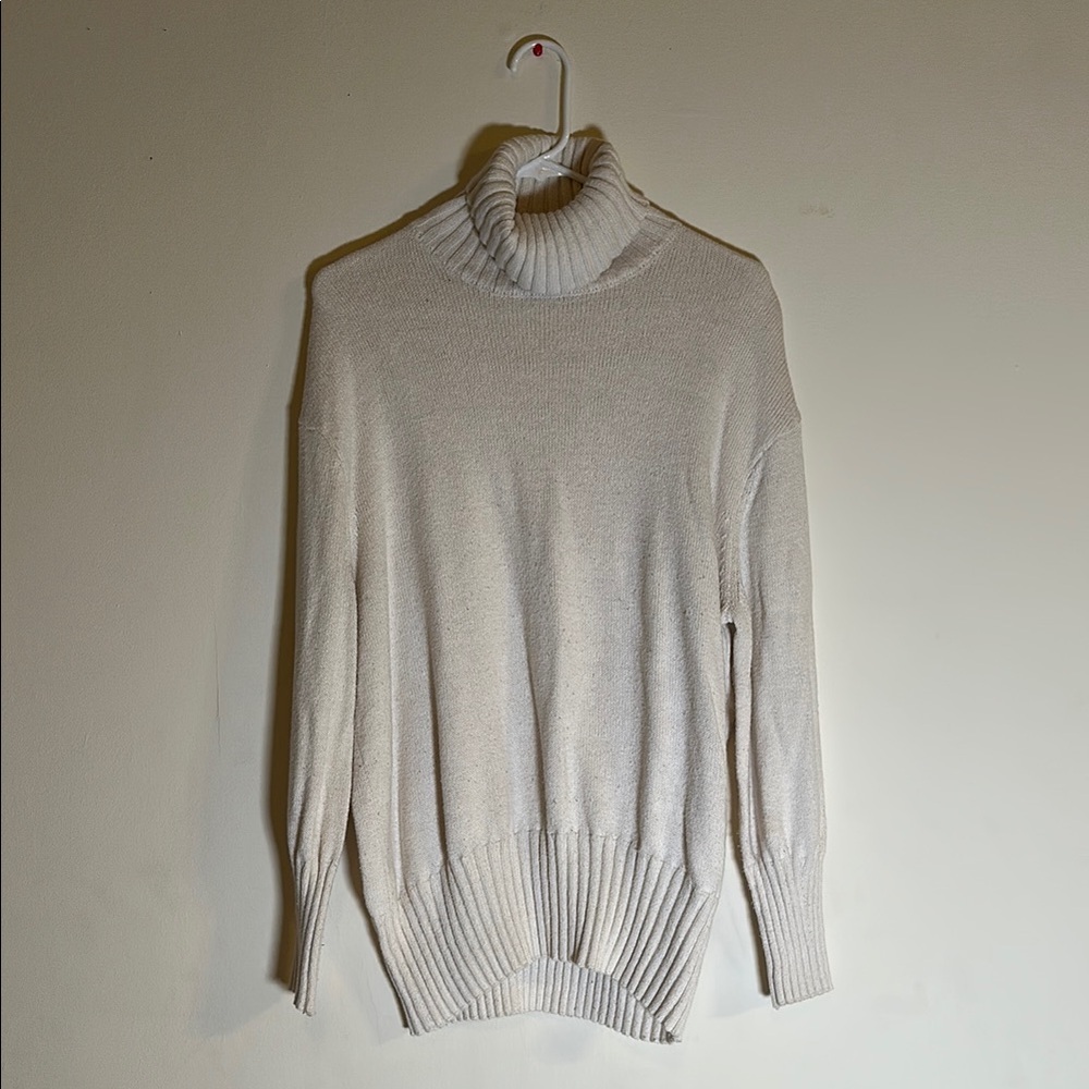 Cream Oversized Turtleneck Sweater